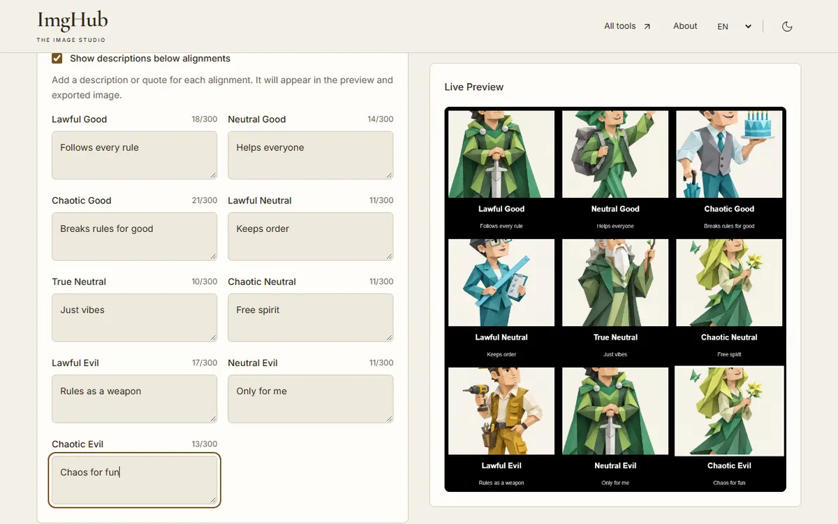 DND Alignment Grid Generator, step 2