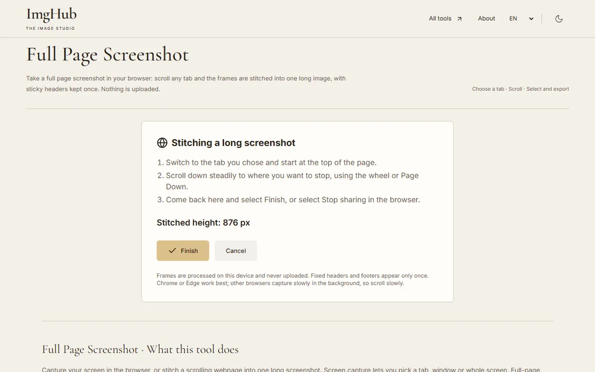 Full Page Screenshot, step 2