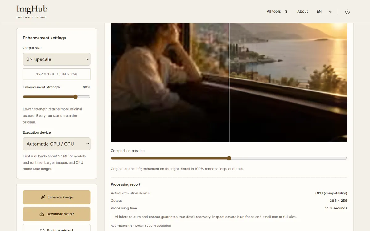 AI Image Enhancer, step 2