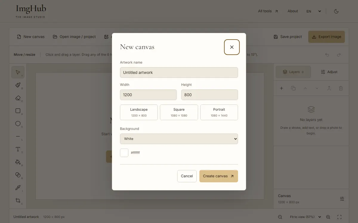 Online Drawing & Image Editor, step 1