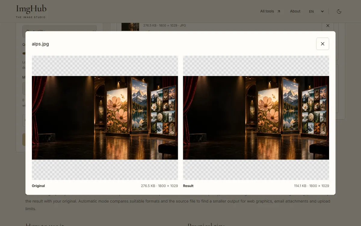 PicPress Image Compressor, step 3