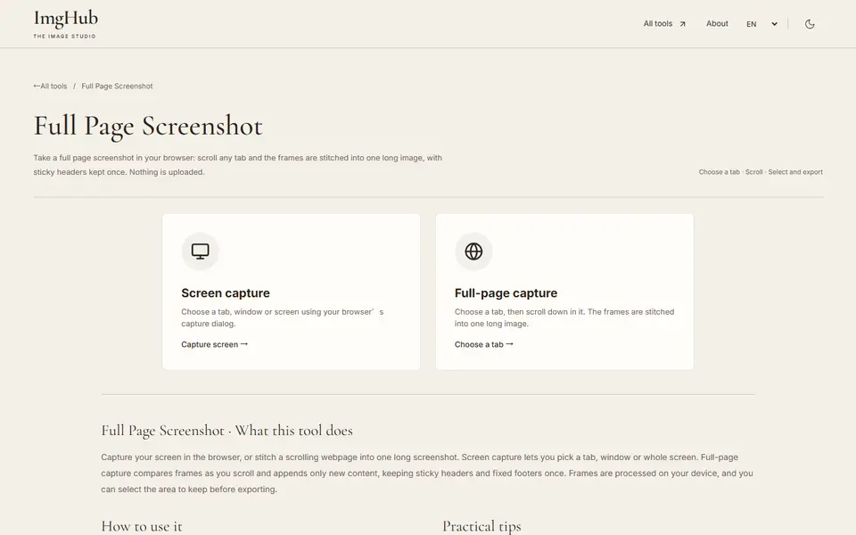 Screenshot of Full Page Screenshot