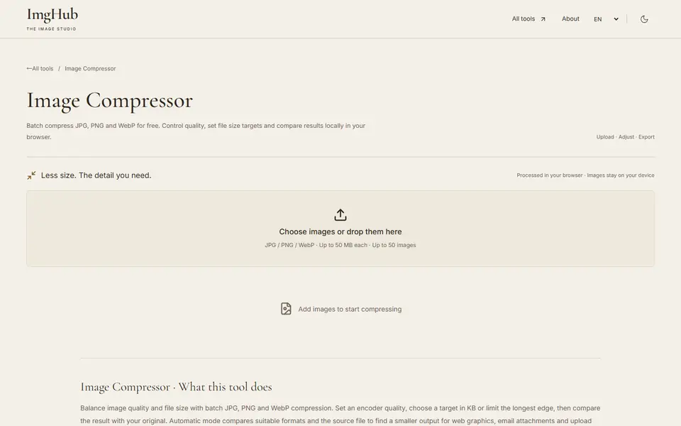 Screenshot of PicPress Image Compressor