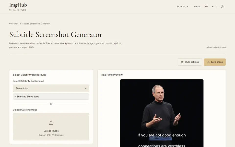 Screenshot of Subtitle Screenshot Generator