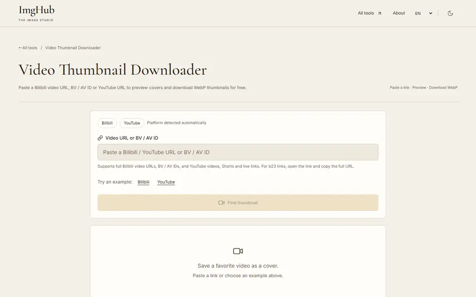 Screenshot of YouTube Thumbnail Downloader